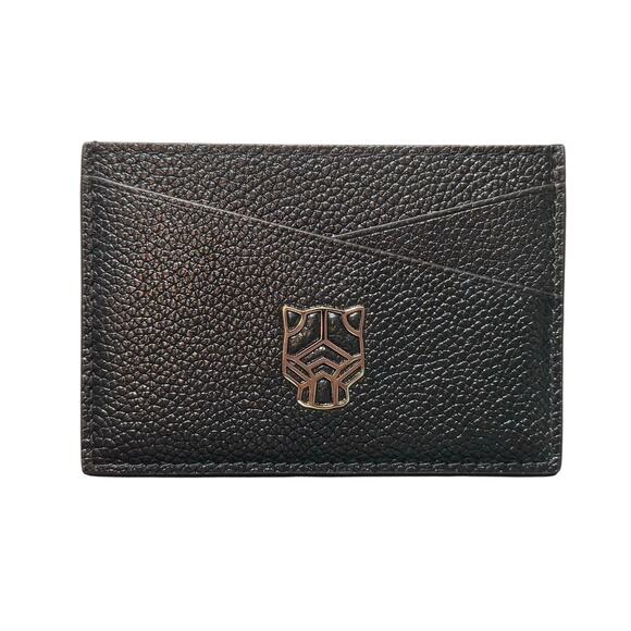 New Auth. Cartier Panther Black Leather Card Case Holder - Picture 1 of 10